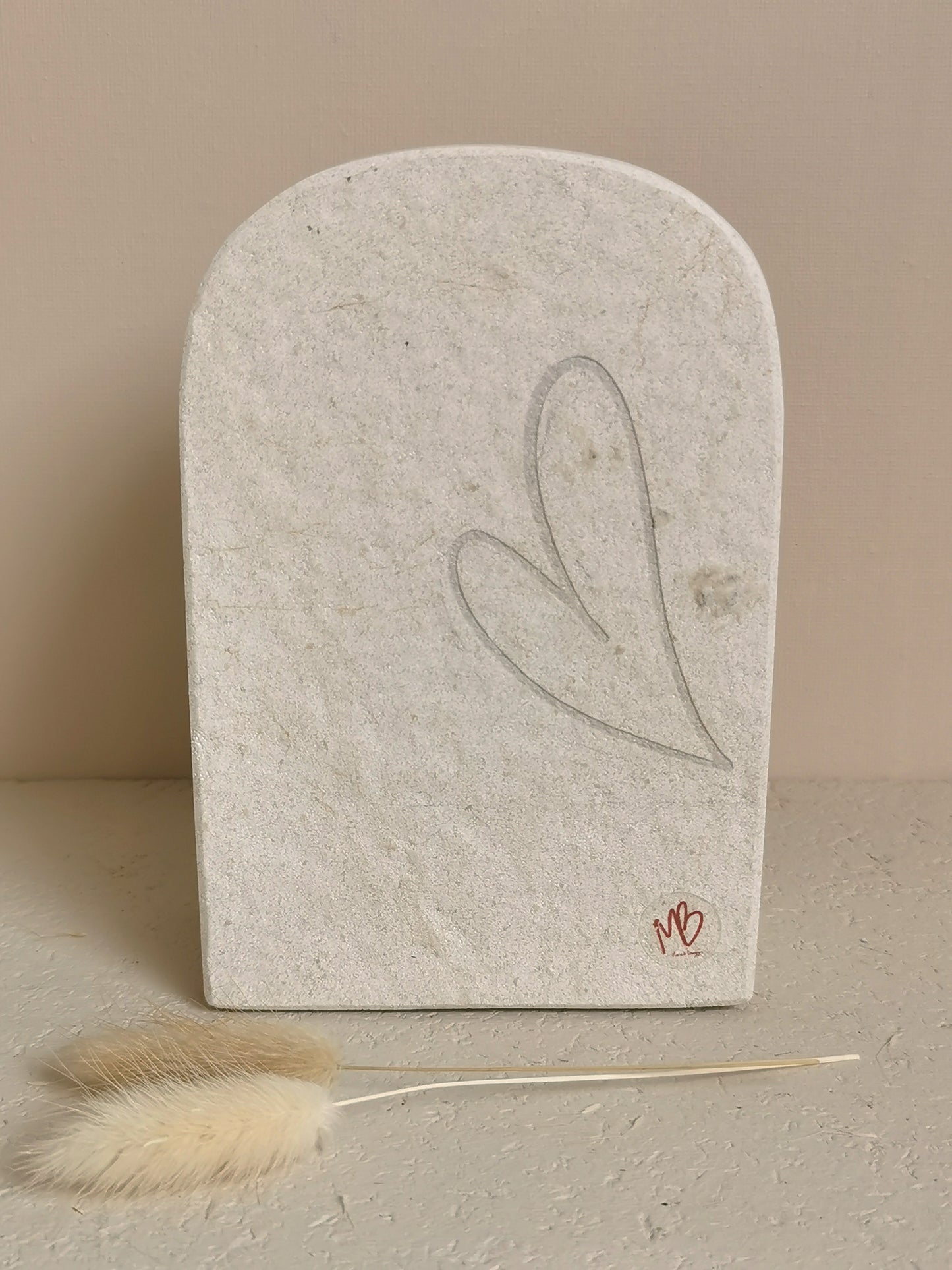 Support de fleurs séchées - Gravure coeur